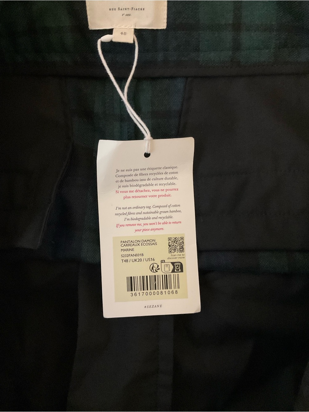 NWT Sézane Damon Plaid Wool Pants 48 - Picture 6 of 7
